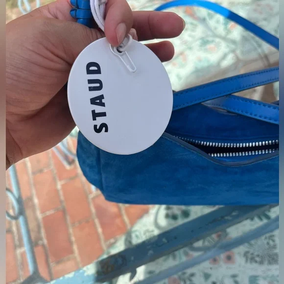 STAUD Valerie Director Blue Suede Bag NWT - Picture 7 of 13